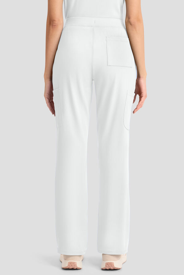 Cherokee Achieve Women's 5-Pocket STRETCH Elastic Waist Drawstring Cargo Scrub Pants - White - 4