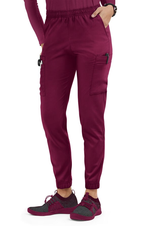 Strictly Scrubs Active Stretch Women's 10-Pocket Scrub Set - Wine - 3