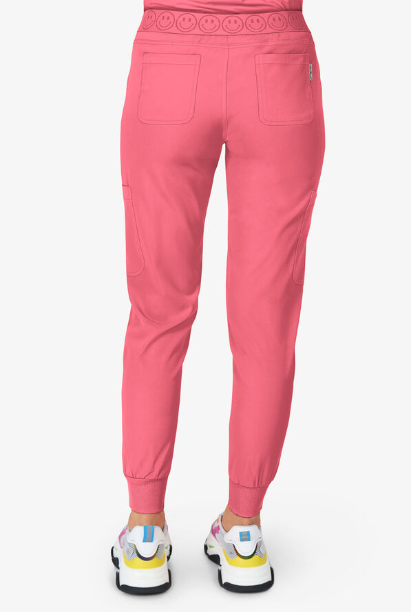 Zavate Ava Therese Sorbet Delights Women's 6-Pocket STRETCH Smile Elastic Waist Jogger Scrub Pants - Petite - Sorbet - 3