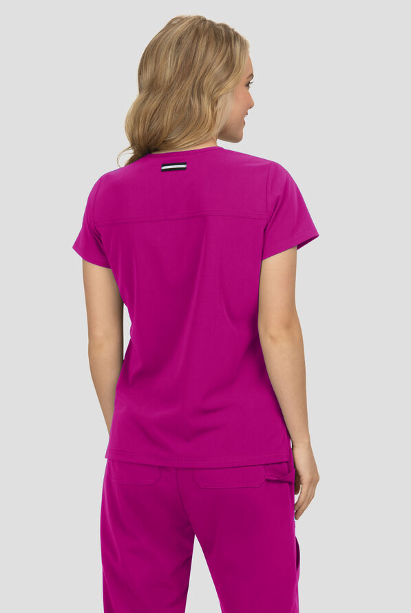 Blusa m&eacute;dica Koi Next Gen Hustle and Hear con cuello en V y 3 bolsillos para mujer - Azalea Pink - 4