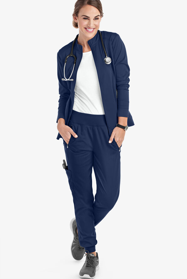 Healing Hands Purple Label Tara Women's 6-Pocket STRETCH Jogger Cargo Scrub Pants - Petite - Navy - 3