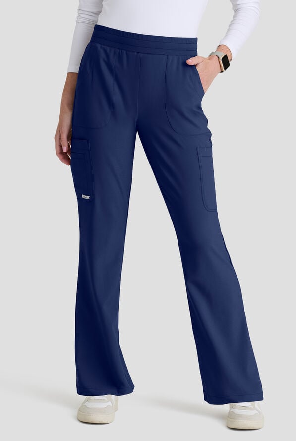 Grey's Anatomy by Barco Evolve STRETCH Sky Women's 6-Pocket Flare Leg Scrub Pant - Indigo - 1