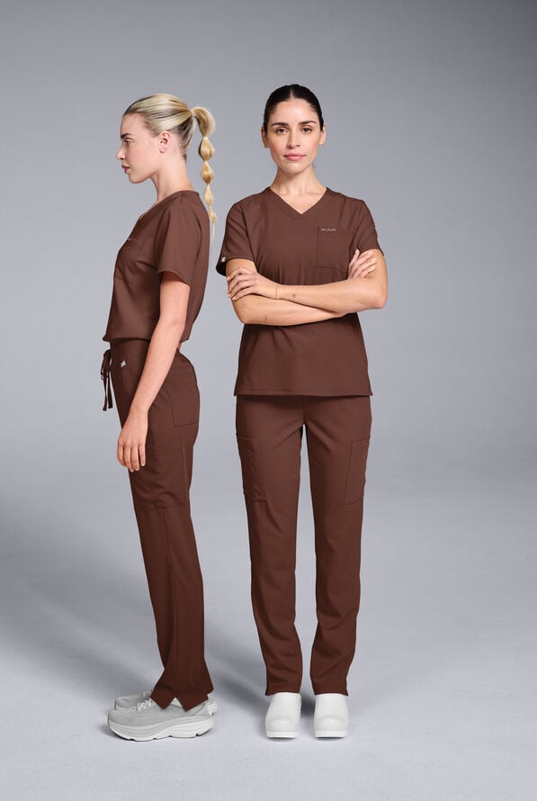Hypothesis Women's Base 7-Pocket Straight Leg Cargo Scrub Pant - Bitter Chocolate - 4