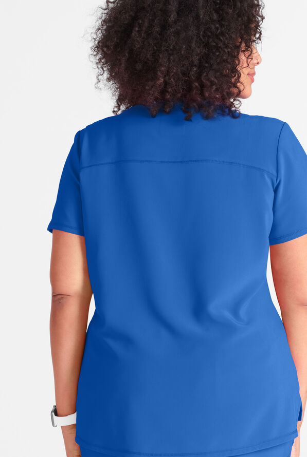 Cherokee Women's 1Pocket STRETCH RibKnit Tuck In VNeck Scrub Top, Nursing Tops