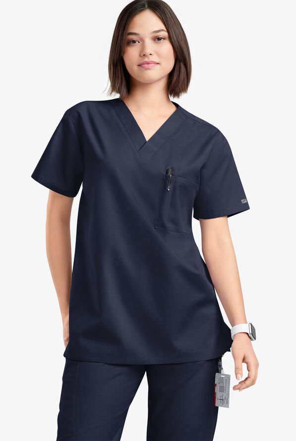 Blusa médica unisx Butter-Soft Originals con cuello en V y 2 bolsillos - Navy - 2