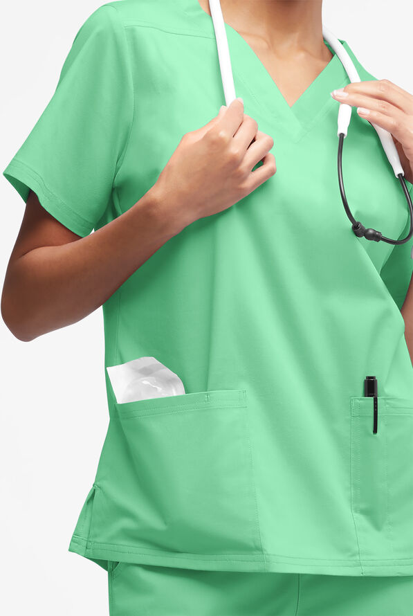 Butter-Soft STRETCH Women's 4-Pocket V-Neck Scrub Top - Green Jade - 2