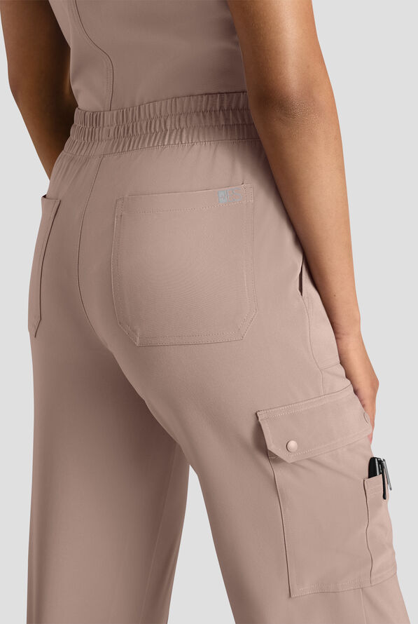 Easy STRETCH Ayo Women's 10-Pocket Cargo Scrub Pants - Petite - Mocha Meringue - 5