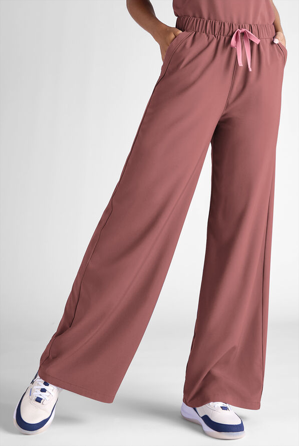 Easy STRETCH Hunter Women's 6-Pocket Relaxed Fit Wide Leg Scrub Pant - Soft Chestnut - 1