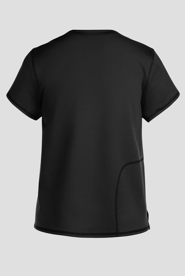 Med Couture Amp Knit Women's 2-Pocket STRETCH Crew Neck Scrub Top - Black - 2