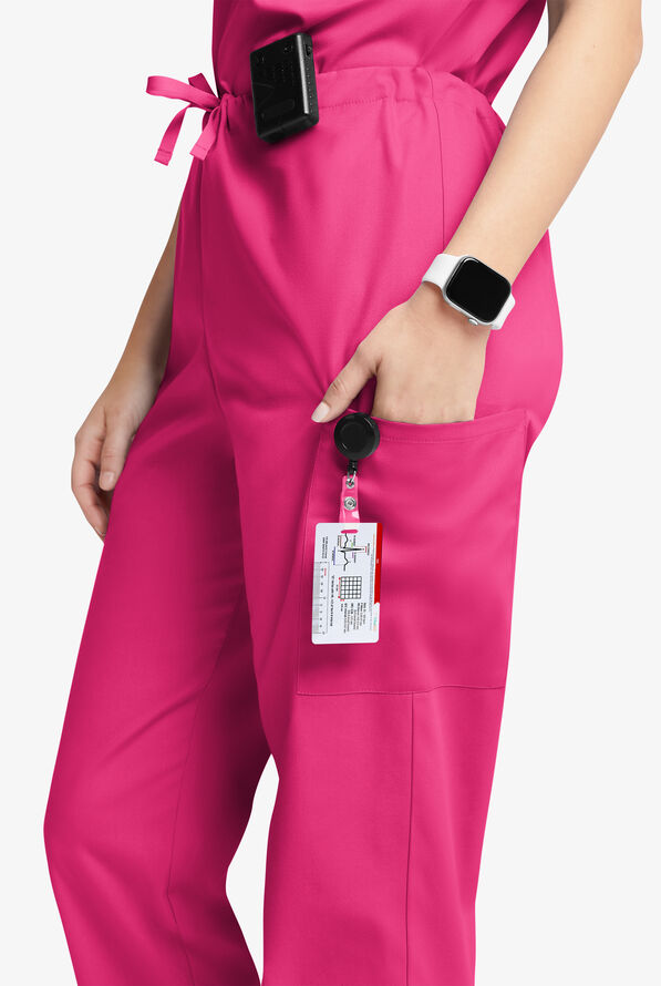 Butter-Soft Originals Unisex 4-Pocket Drawstring Relaxed Straight Leg Scrub Pants - Fuchsia - 2