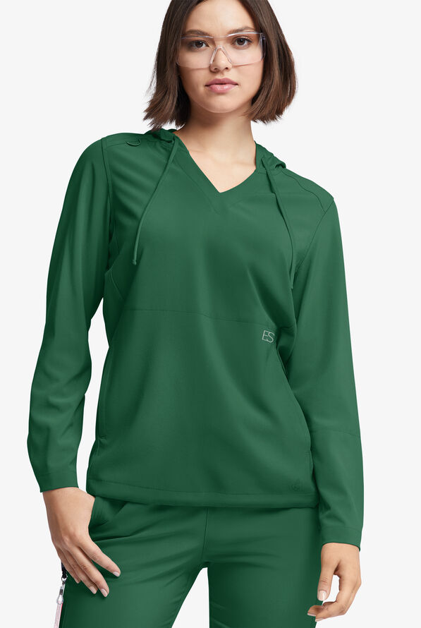 Easy STRETCH Billie Women’s 4-Pocket Pullover Scrub Hoodie - Hunter - 2