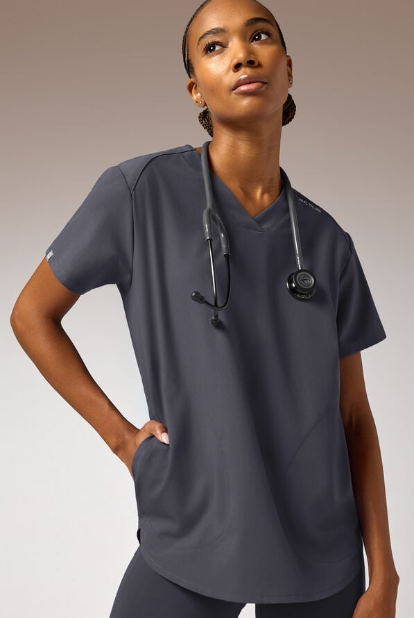 Blusa m&eacute;dica Hypothesis STRETCH estilo t&uacute;nica con 2 bolsillos para mujer - Pewter - 1