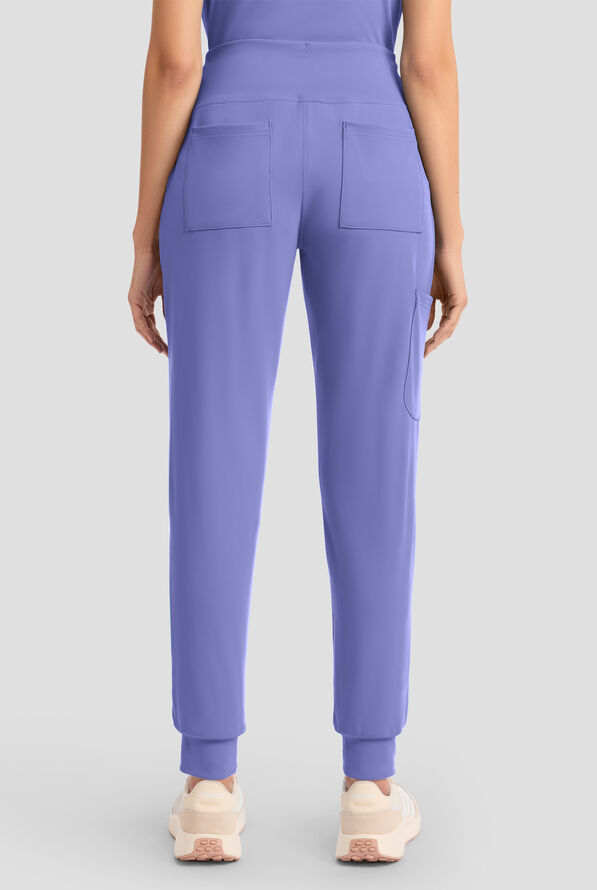 Cherokee Achieve Women's 5-Pocket STRETCH Cargo Jogger Knit Scrub Pants - Ceil Blue - 4