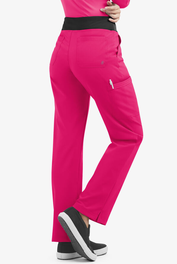 Easy STRETCH Sienna Women's 5-Pocket Sport Yoga Scrub Pants - Flirt/Black - 2