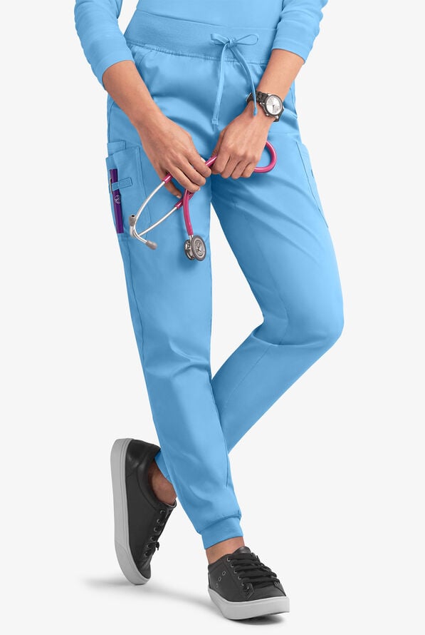 Pantal&oacute;n m&eacute;dico Butter-Soft STRETCH estilo cargo jogger con 5 bolsillos para mujer - Blue Oasis - 1