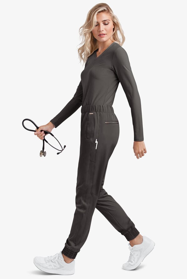 Camiseta médica manga larga Lauderdale By UA Aurelia STRETCH de tejido para mujer - Pewter - 7