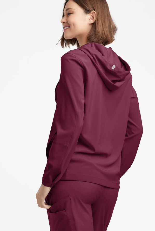 Easy STRETCH Billie Women’s 4-Pocket Pullover Scrub Hoodie - Wine - 3