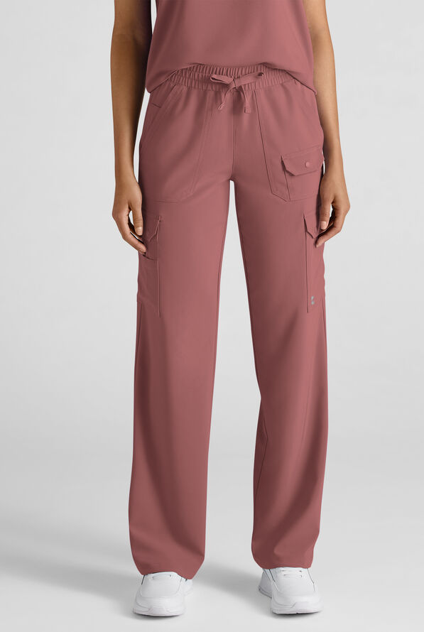 Easy STRETCH Ayo Women's 10-Pocket Cargo Scrub Pants - Soft Chestnut - 1