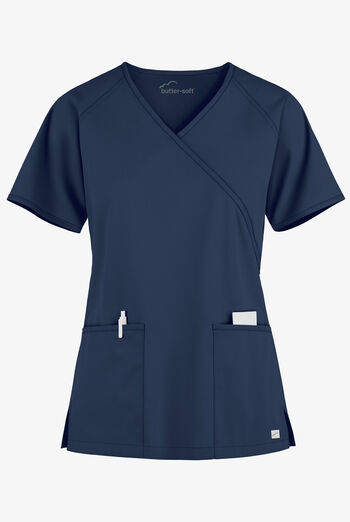 Butter-Soft Core Raglan Women's 2-Pocket Mock Wrap Scrub Top