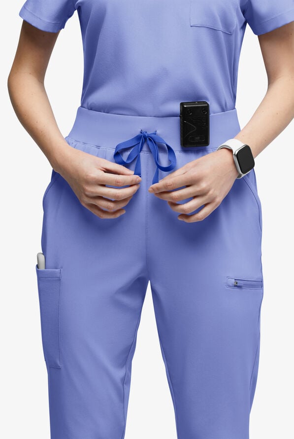 Easy STRETCH Olivia Women's 7-Pocket Slim Leg Jogger Scrub Pants - Tall - Ceil Blue - 3