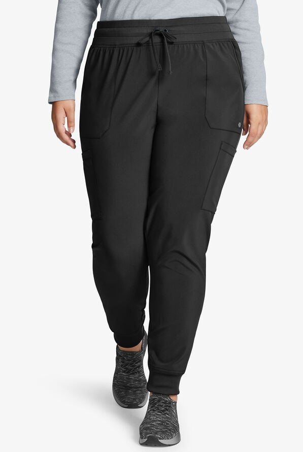 Dickies EDS Essentials Women's 6-Pocket STRETCH Cargo Jogger Scrub Pants - Petite - Black - 1