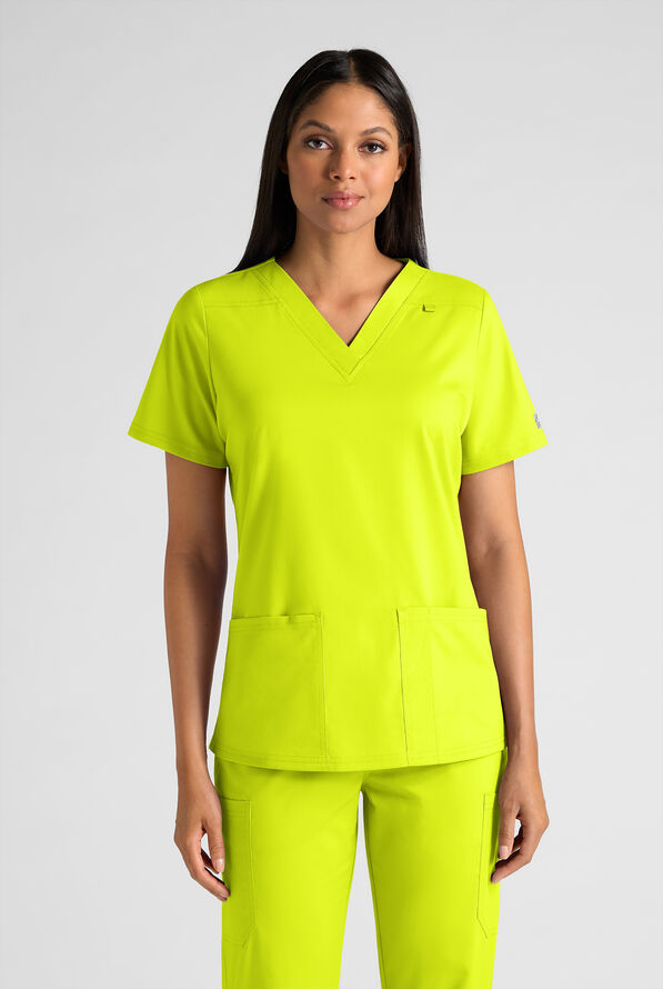 Butter-Soft STRETCH FLXTEK+ Women's 4-Pocket V-Neck Scrub Top - Lime Crush - 1