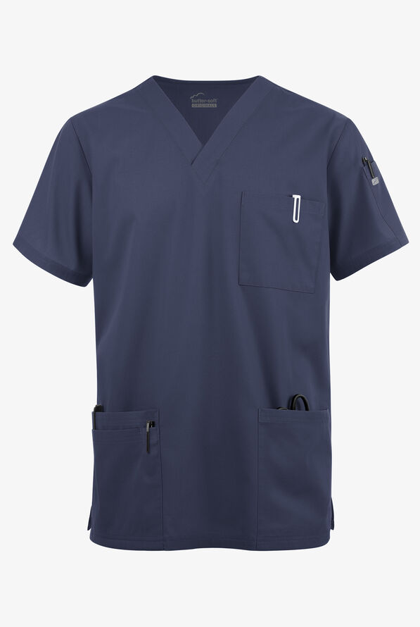 Butter-Soft Originals Men's 6-Pocket V-Neck Scrub Top - Navy - 1