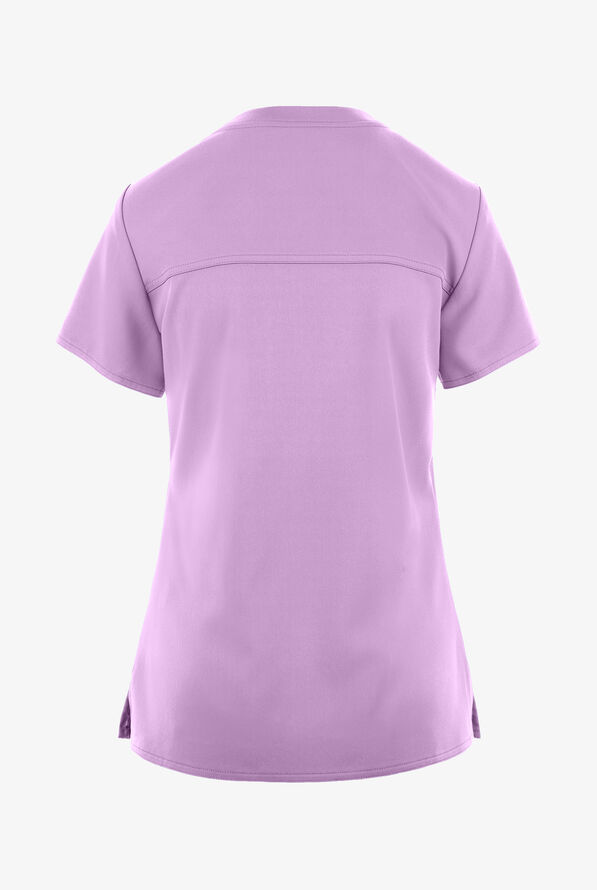 Med Couture Touch Women's 1-Pocket STRETCH Tuck In V-Neck Scrub Top - Lilac - 2