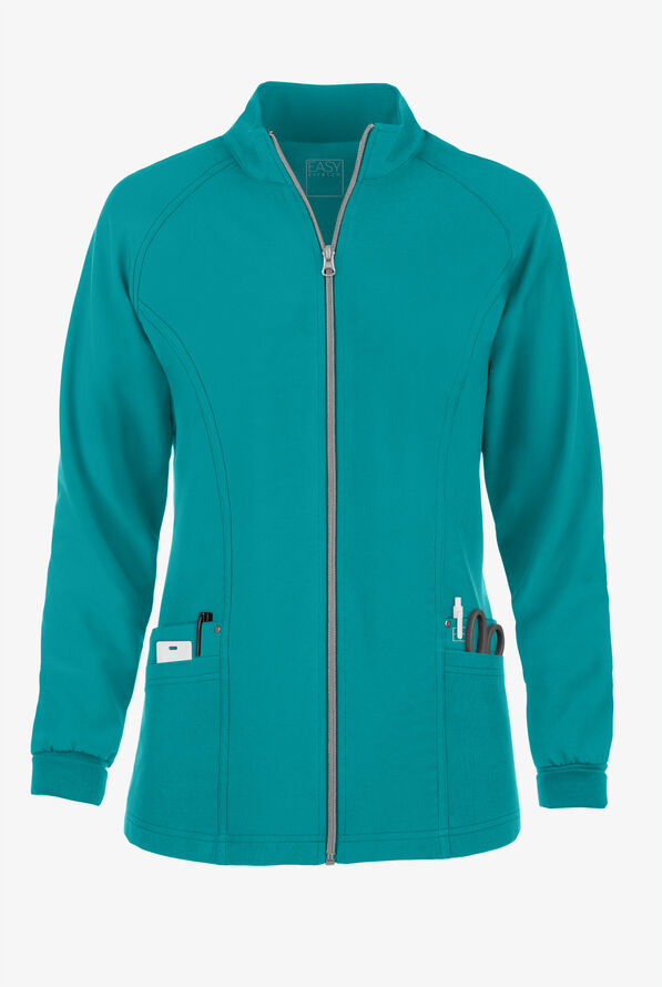 Easy STRETCH Zadie Women's 4-Pocket Raglan Scrub Jacket - Teal - 1