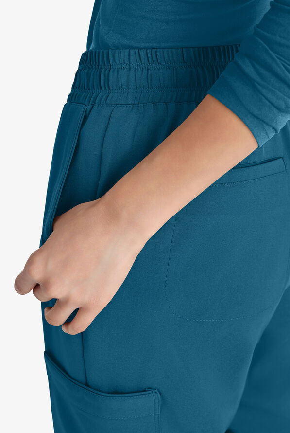 Grey's Anatomy by Barco Evolve STRETCH Terra Women's 6-Pocket Cargo Jogger Scrub Pants - Petite - Bahama Blue - 2