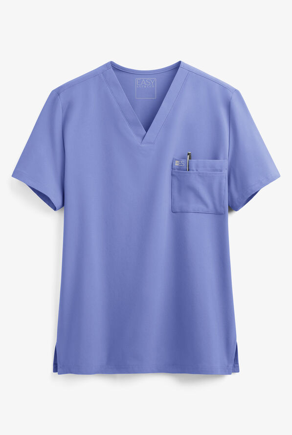 Blusa médica unisex Easy STRETCH Riley con cuello en V y 3 bolsillos - Ceil Blue - 1