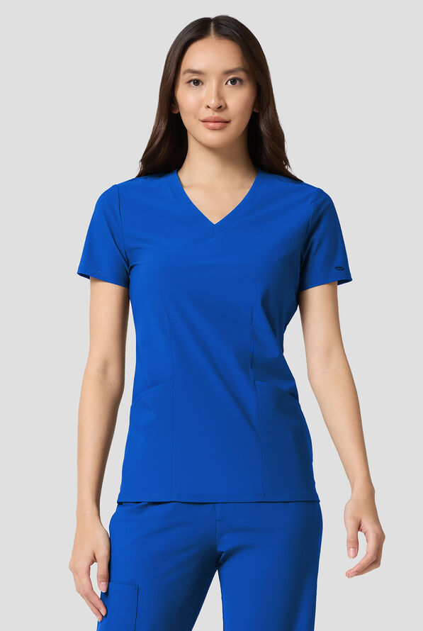 Infinity Pursuit Women's 3-Pocket STRETCH V-Neck Scrub Top - Royal - 2