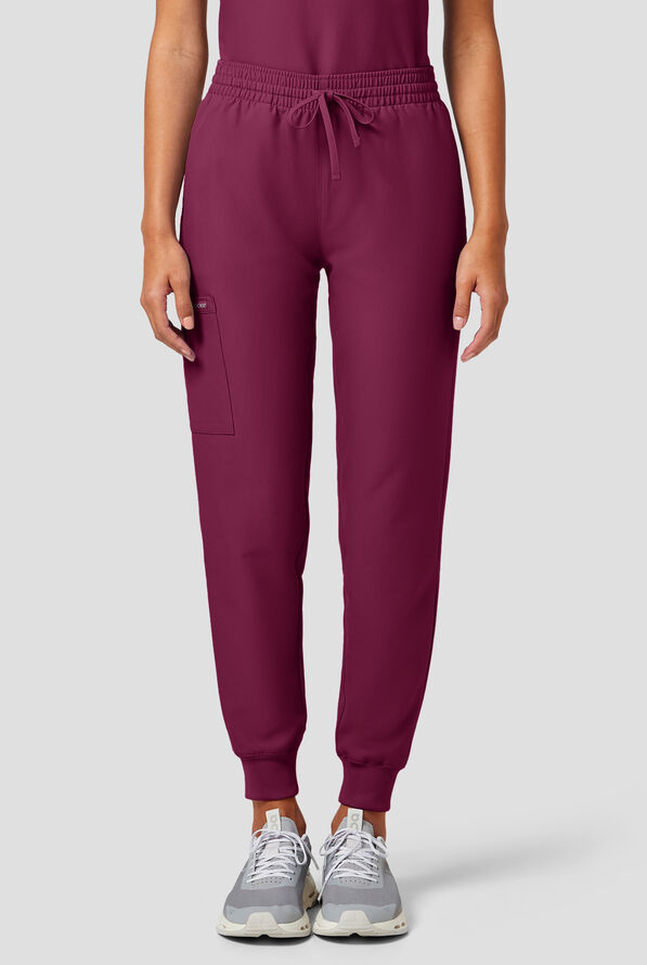 Cherokee Workwear Originals Ultra Women's 5-Pocket Drawstring Jogger Scrub Pants - Wine - 1