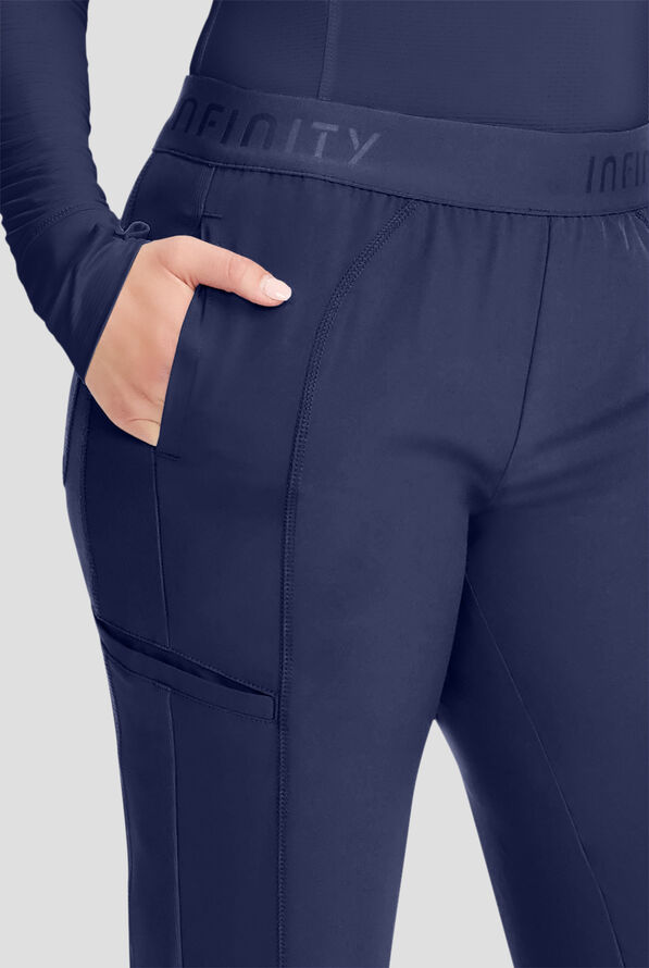 Infinity GNR8 Women's 5-Pocket STRETCH Wide Leg Scrub Pant - Navy - 3