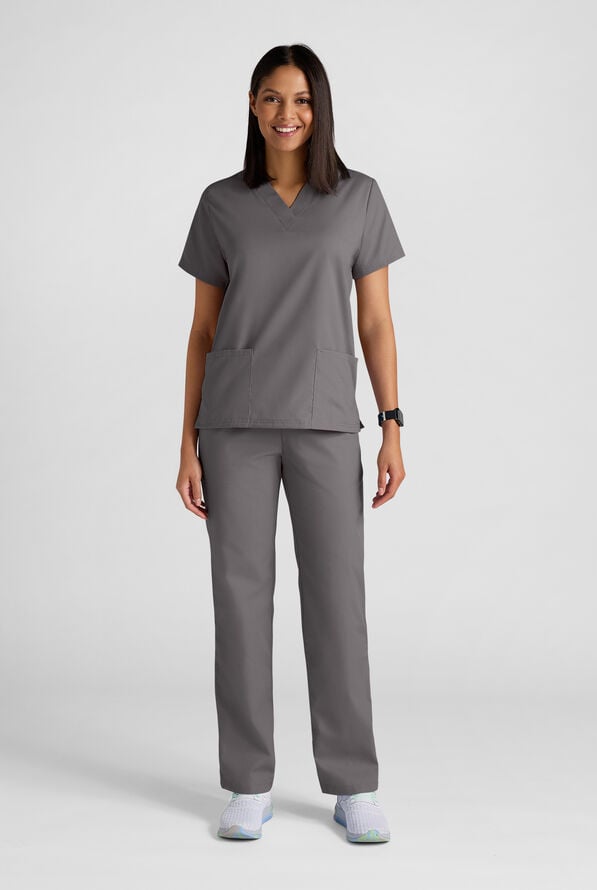 Strictly Scrubs Women's 4-Pocket Scrub Set - Grey Stone - 2