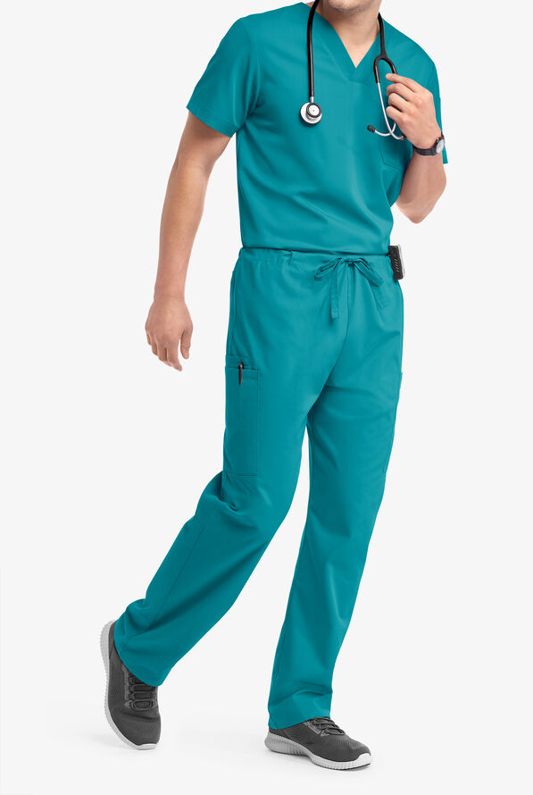 Butter-Soft Core Scrubs Unisex 4-Pocket Cargo Drawstring Scrub Pants- New and Improved - Short - Teal - 6