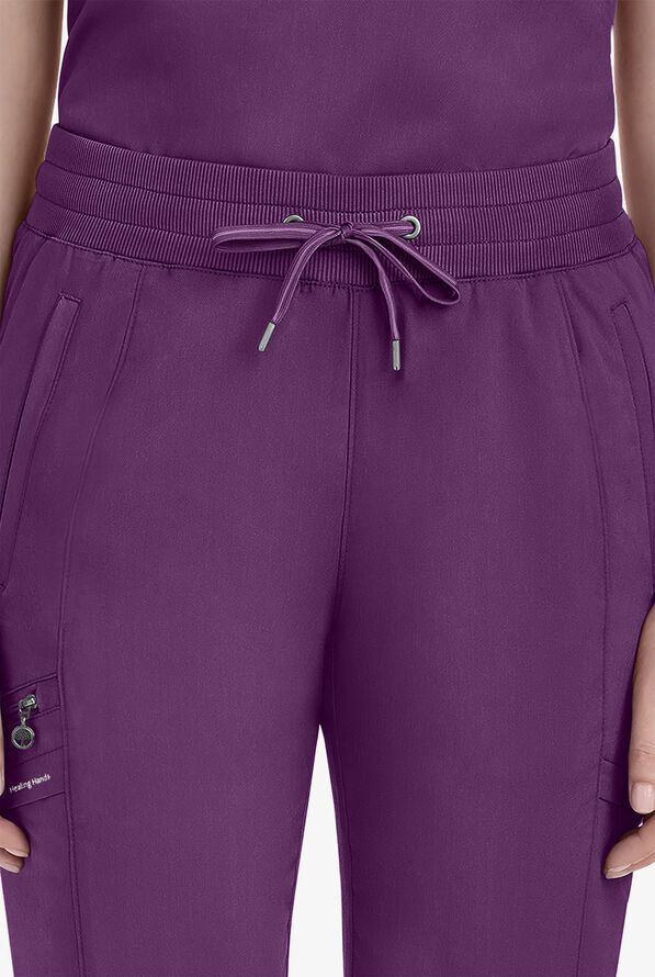 Healing Hands Purple Label Toby Women's 7-Pocket STRETCH Jogger Drawstring Scrub Pant - Eggplant - 3