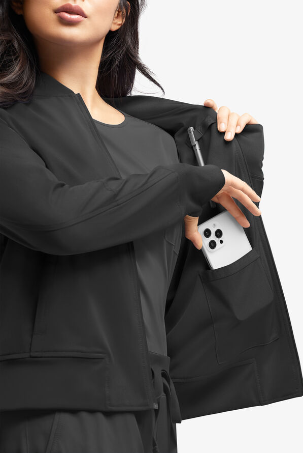 Chaqueta médica WhisperLite NOA Lightweight estilo aviadora con 4 bolsillos para mujer - Black - 3