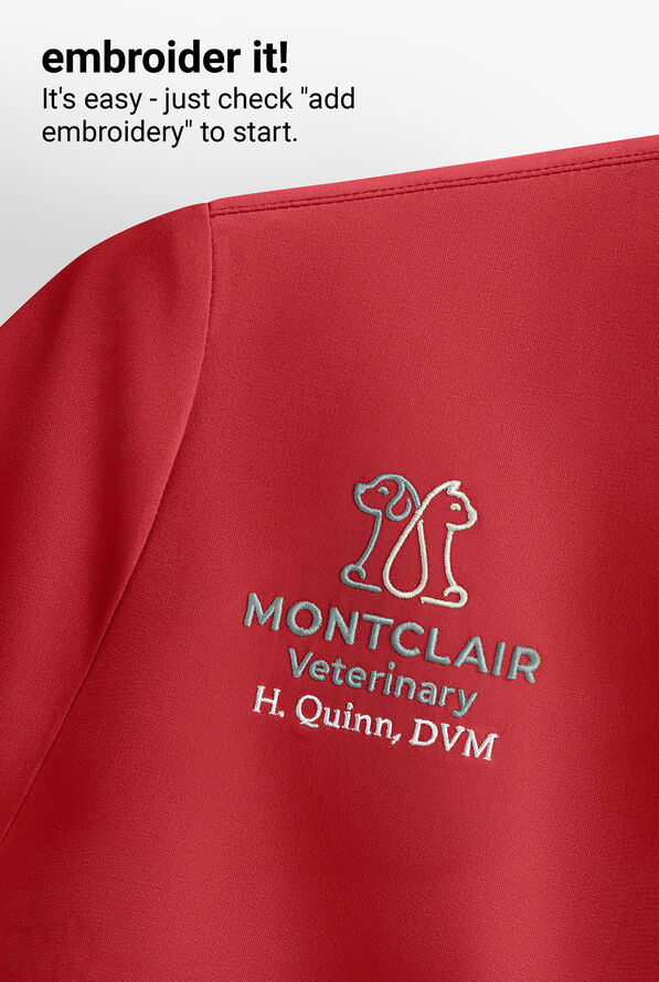 Blusa m&eacute;dica unisex Cherokee Workwear con 1 bolsillo y cuello en V - Red - 3