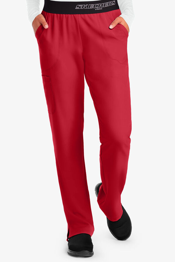 Pantalón médico Skechers Vitality estilo cargo con 3 bolsillos para mujer  - Red - 1