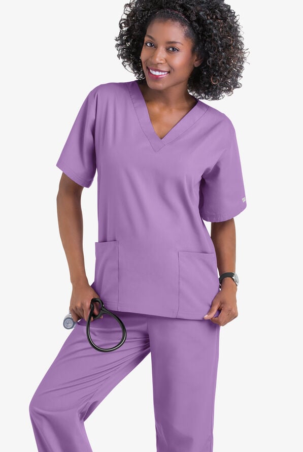 Butter-Soft Core Women's 2-Pocket V-Neck Scrub Top - Orchid - 2