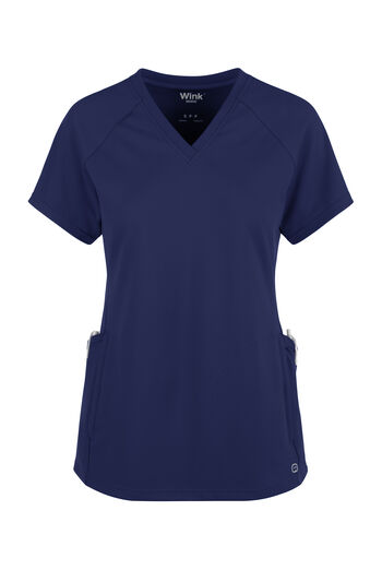 Wink Renew Knit Women's 4-Pocket STRETCH Rib-Knit Side Panel Raglan Sleeve V-Neck Scrub Top