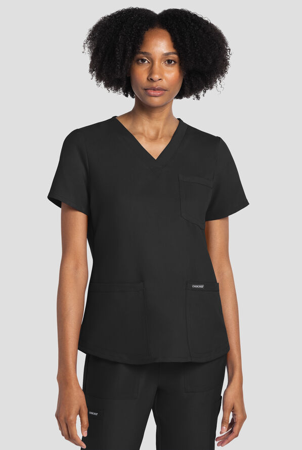 Cherokee Workwear Originals Ultra Women's 3-Pocket V-Neck Scrub Top - Black - 2