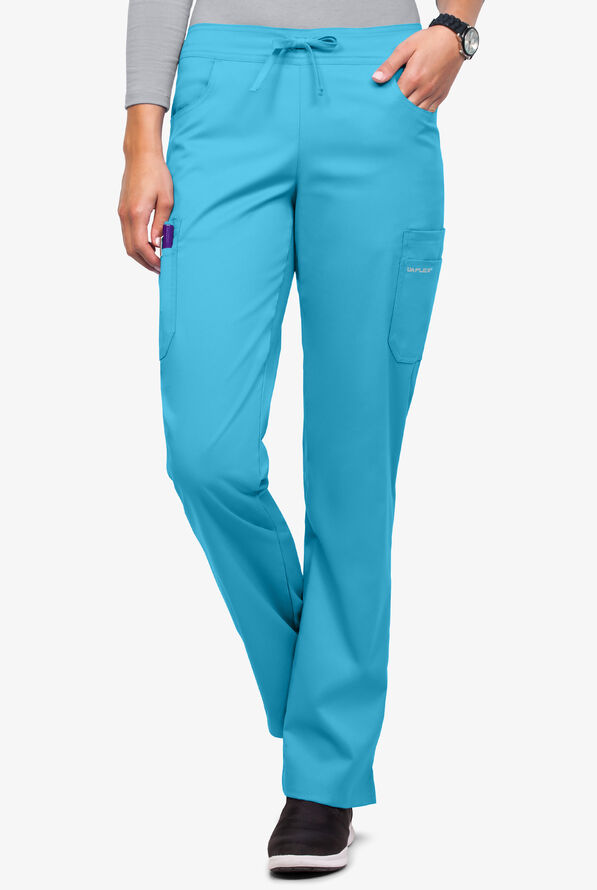 Pantalón médico UA Flex2 STRETCH petite estilo cargo con 7 bolsillos para mujer - Turquoise - 1