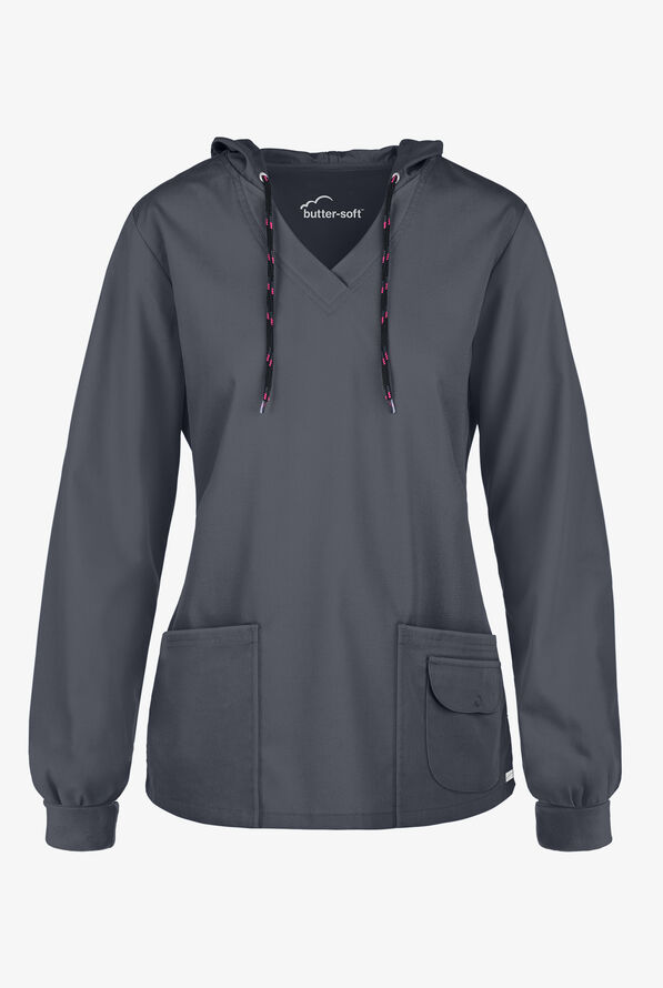 Butter-Soft Core Women's 4-Pocket Pullover Hoodie - Pewter - 1