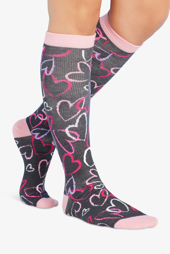 Cherokee Sketch Hearts Women's 10-15 mmHg Light Compression Socks - null - 2