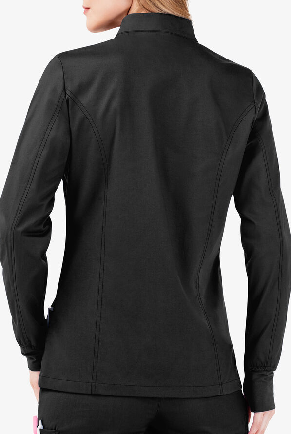 Butter-Soft STRETCH Women's 3-Pocket Zip Front Scrub Jacket - Black - 4