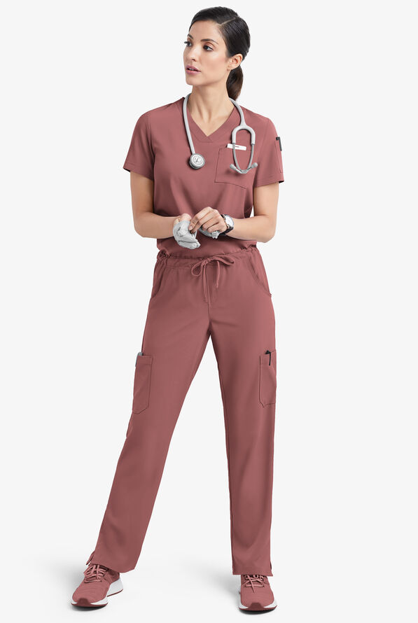 Easy STRETCH Chloe Women's 3-Pocket V-Neck Tuck-In Scrub Top - Ultraviolet Light - 2