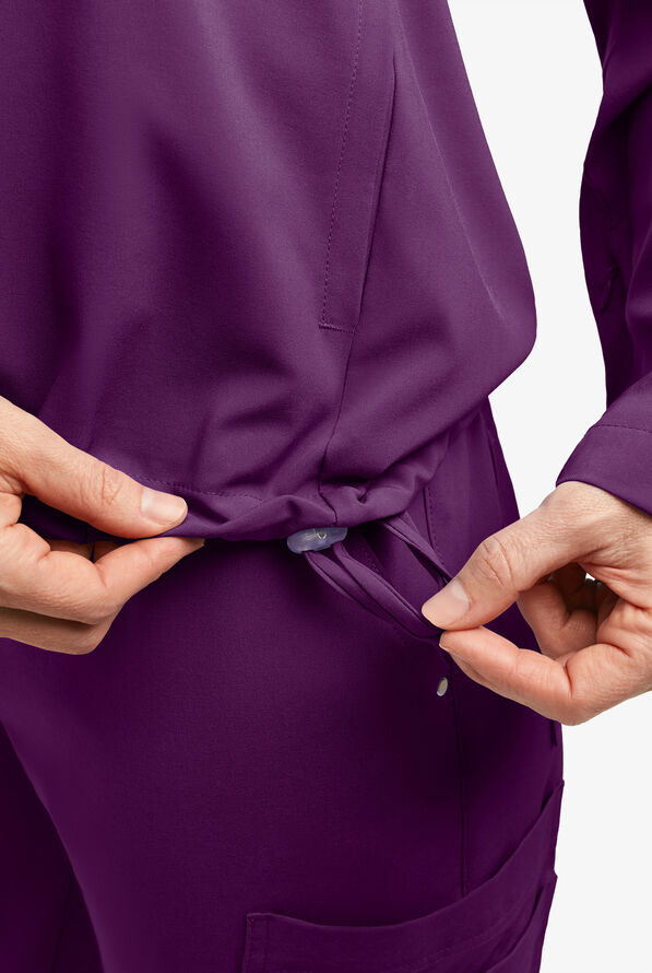 Easy STRETCH Billie Women’s 4-Pocket Pullover Scrub Hoodie - Eggplant - 5