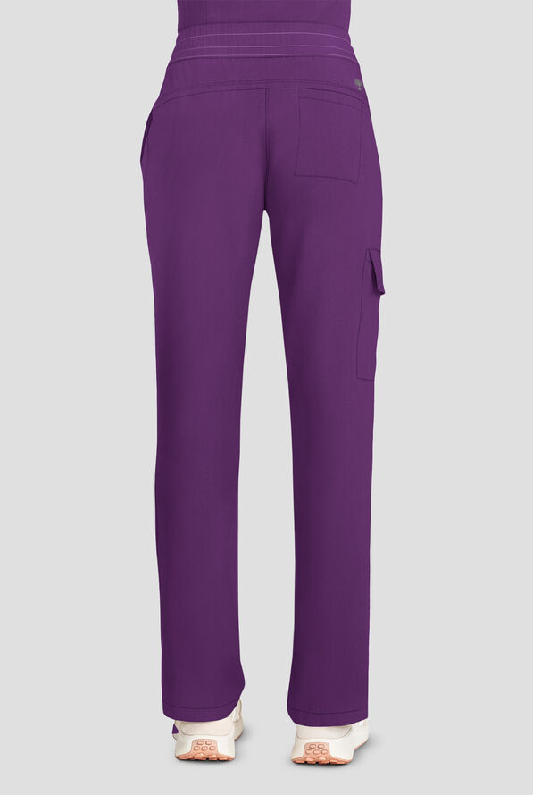 Healing Hands Quest Women's 4-Pocket STRETCH Straight Leg Drawstring Cargo Scrub Pant - Eggplant - 3